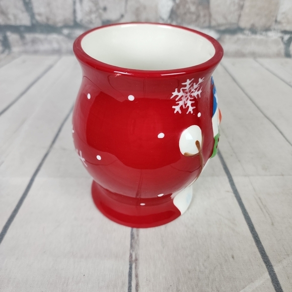 Pier 1 Imports Jolly Holiday Snowman 3D Mug Red Green Handpainted 16oz - Picture 10 of 15
